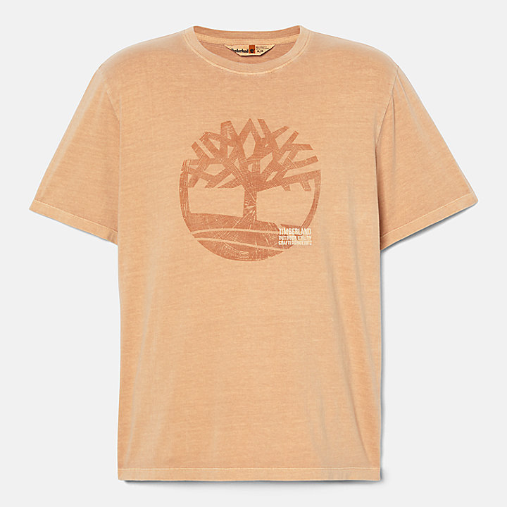 Stückgefärbtes Herren-T-Shirt mit Logo-Grafik in Dunkelgelb