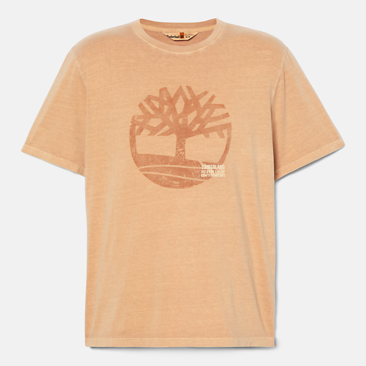 Stückgefärbtes Herren-T-Shirt mit Logo-Grafik in Dunkelgelb-