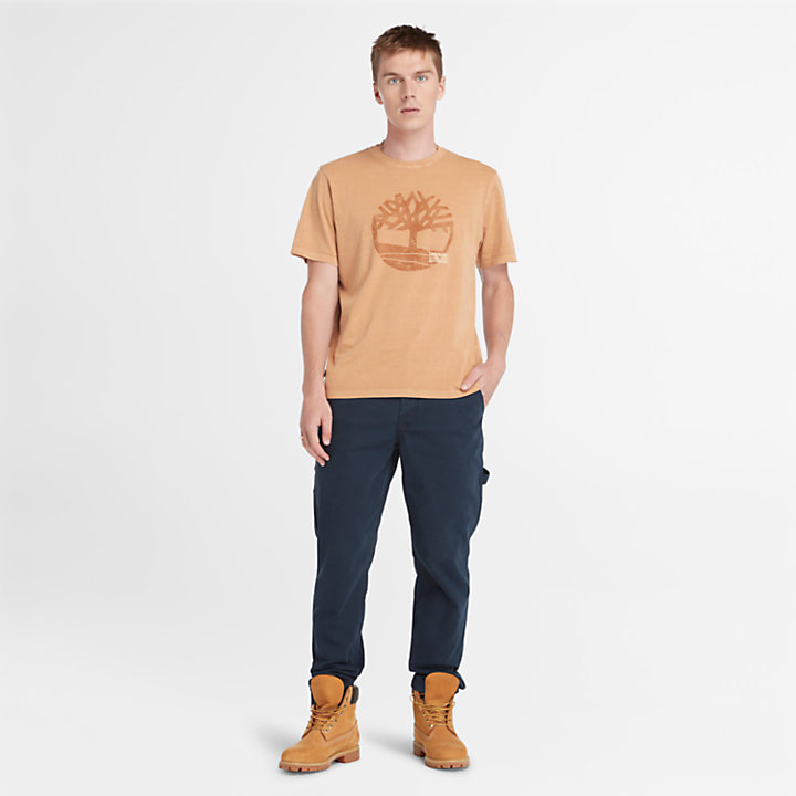 Garment Dye Logo Graphic T-Shirt for Men in Dark Yellow-