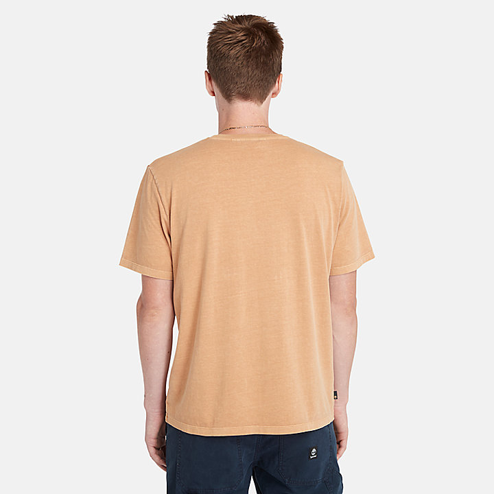 T-shirt Tinta in Capo con Logo Grafico da Uomo in giallo scuro