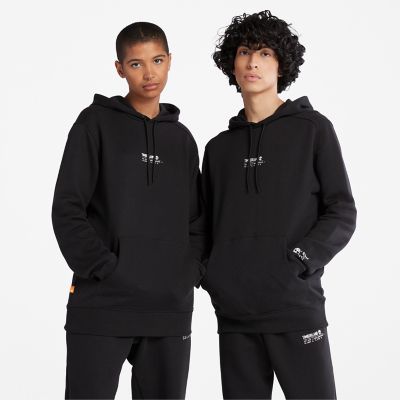 Timberland All Gender Luxe Comfort Essentials Refibra Hoodie In Black Black Unisex, Size XL