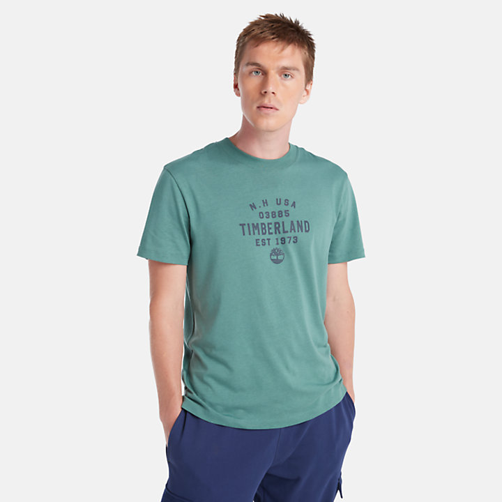 Grafisch T-shirt in groenblauw-