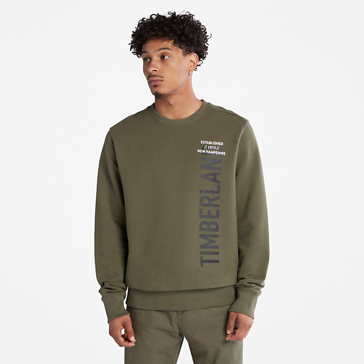 Side-Logo Sweatshirt for Men in Dark Green-
