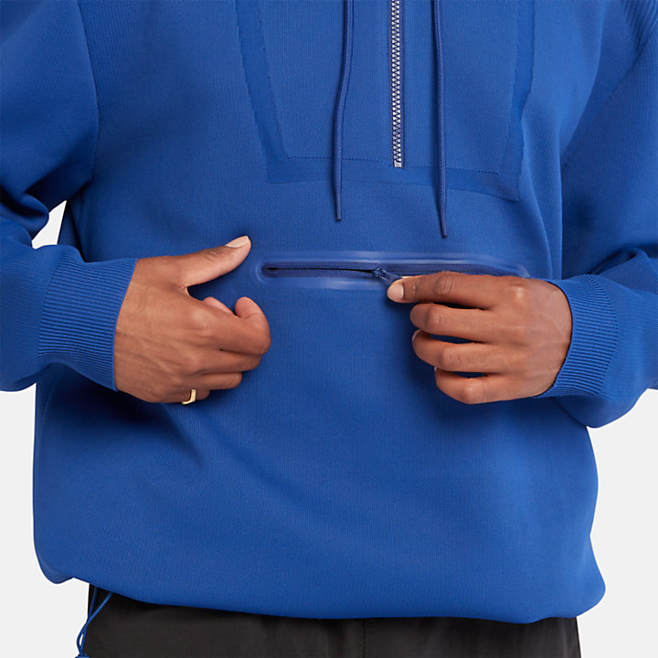 Engineered hoody met halflange rits voor heren in blauw-