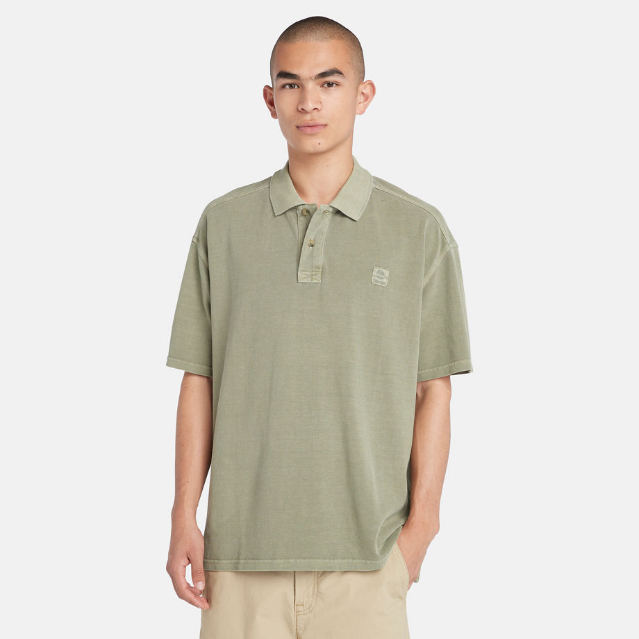 Timberland Garment Dye Short Polo For Men In Green Green, Size S