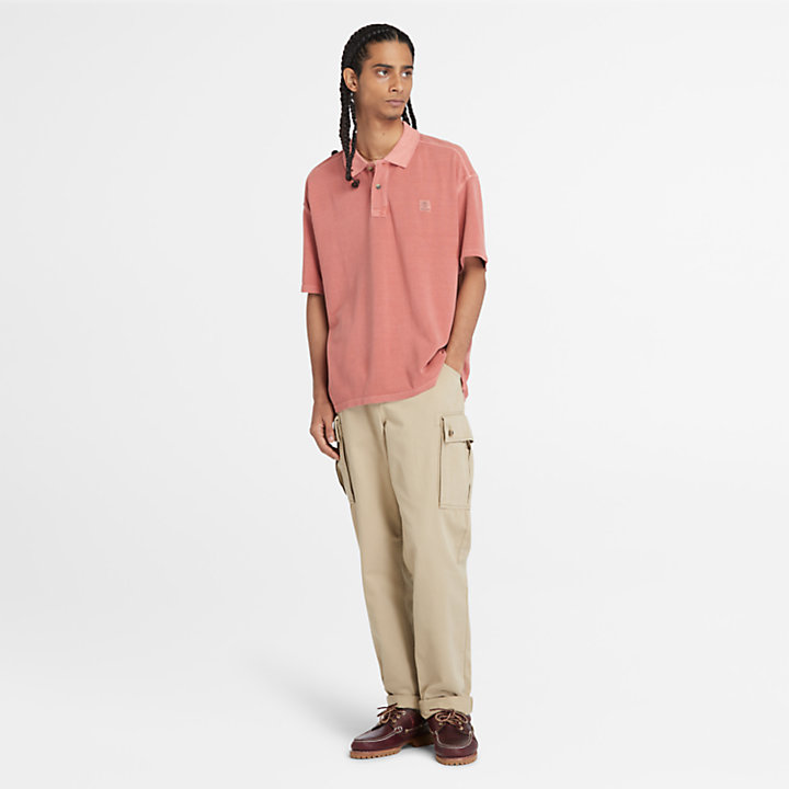 Garment Dye Short Polo for Men in Red-