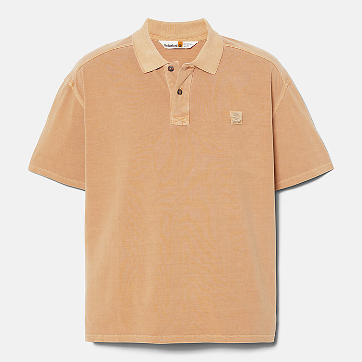 Garment Dye Short Polo for Men in Orange