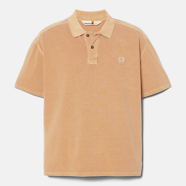 Garment Dye Short Polo for Men in Orange-