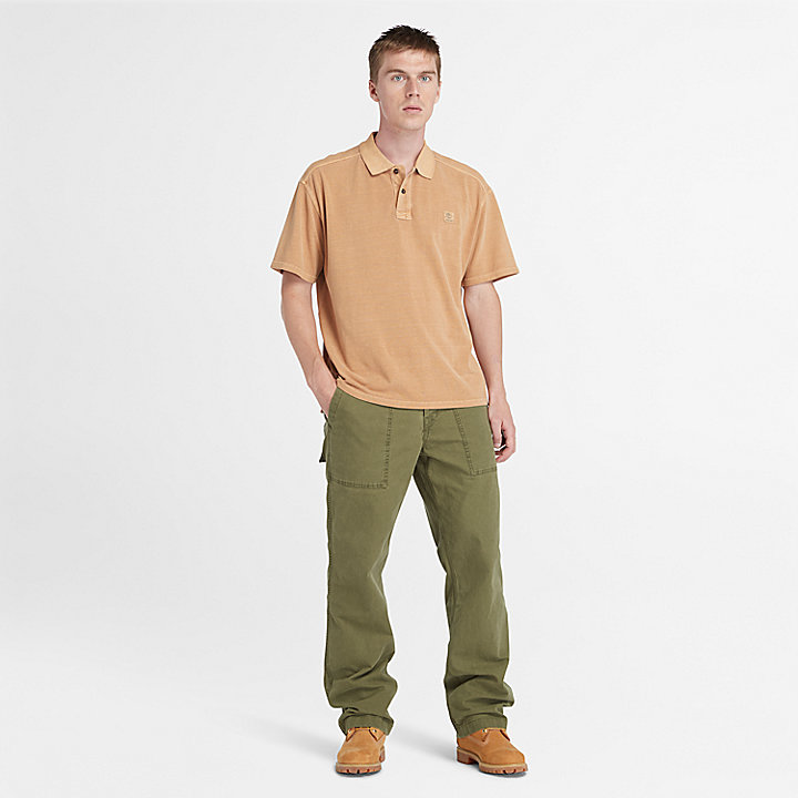 Garment Dye Short Polo for Men in Orange