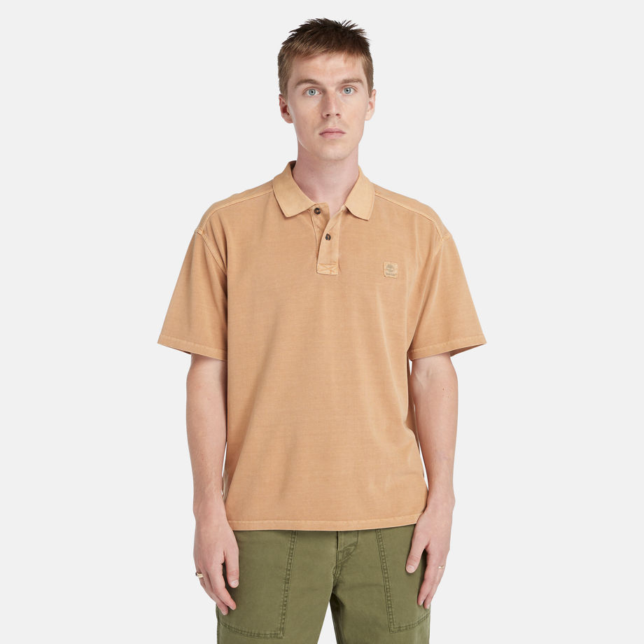 Timberland Garment Dye Short Polo For Men In Orange Orange, Size 3XL