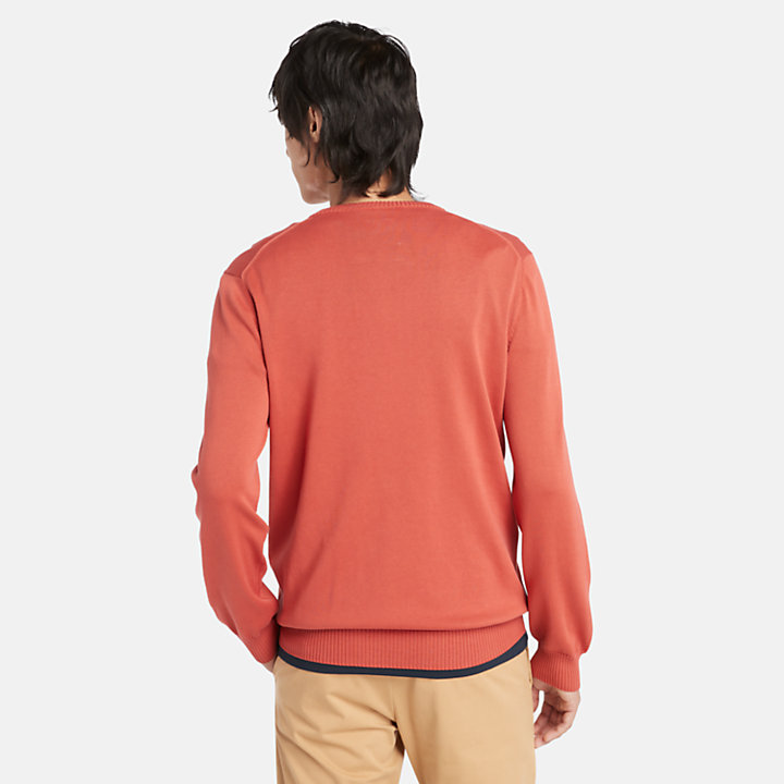 Stückgefärbter Pullover für Herren in Rot-