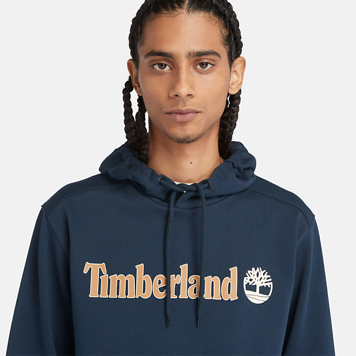 Linear Logo Hoodie for Men in Navy-