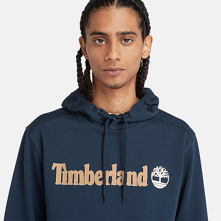 Hoodie mit linearem Logo für Herren in Navyblau