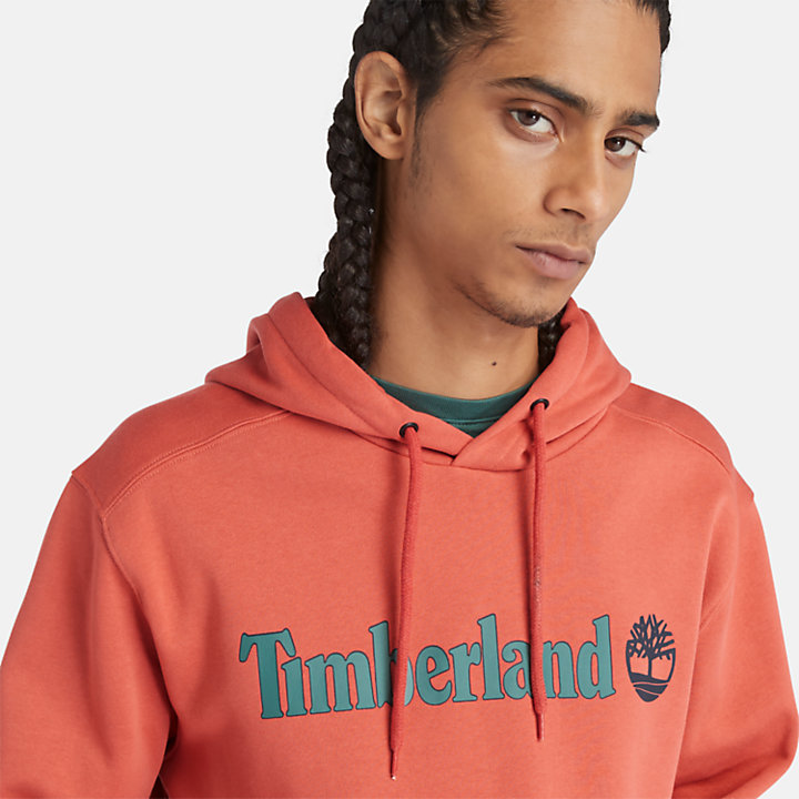 Linear Logo Hoodie for Men in Red-