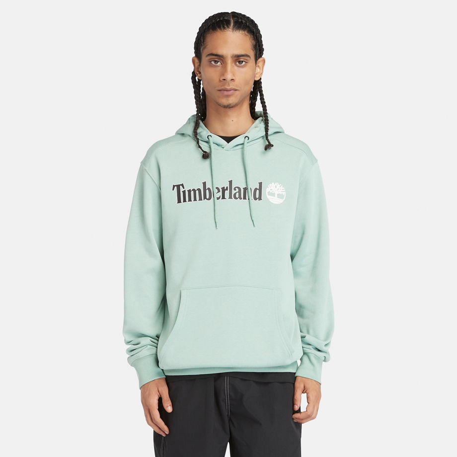 Timberland Linear Logo Hoodie For Men In Pale Green Green, Size XL