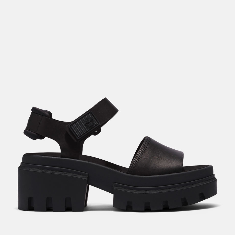 Timberland Everleigh Two-strap Sandal For Women In Black Black, Size 5.5