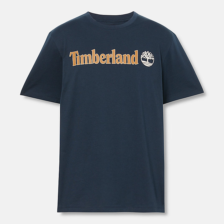 T-shirt con Logo Lineare da Uomo in blu marino