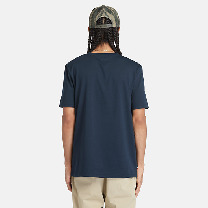 T-Shirt mit linearem Logo für Herren in Navyblau-