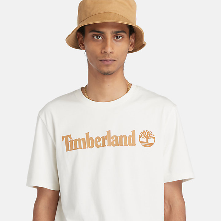 T-Shirt mit linearem Logo für Herren in Weiß-