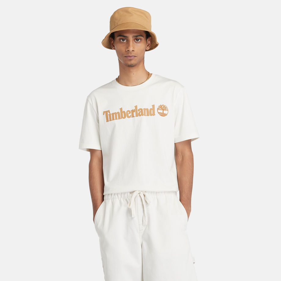 Timberland T-shirt Con Logo Lineare Da Uomo In Bianco Bianco
