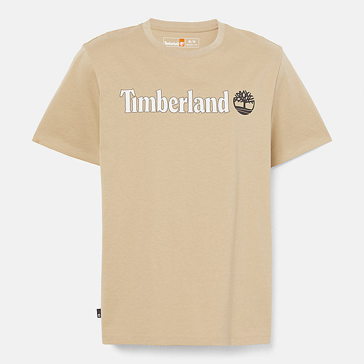 T-shirt con Logo Lineare da Uomo in beige