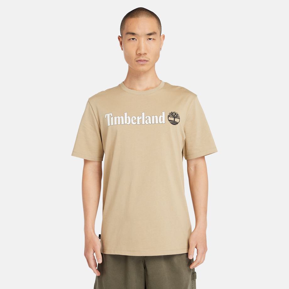 Timberland T-shirt Mit Linearem Logo Für Herren In Beige Beige