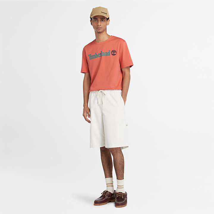 Camiseta con logotipo horizontal para hombre en naranja claro-