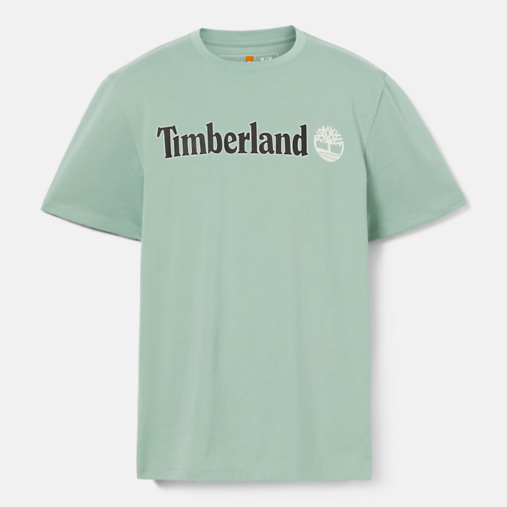 Camiseta con logotipo horizontal para hombre en verde claro-