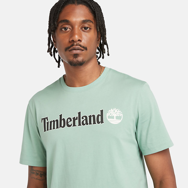 Linear Logo T-Shirt for Men in Light Green-