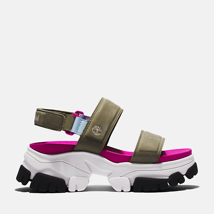 Adley Way Backstrap Sandal for Women in Green/Pink-
