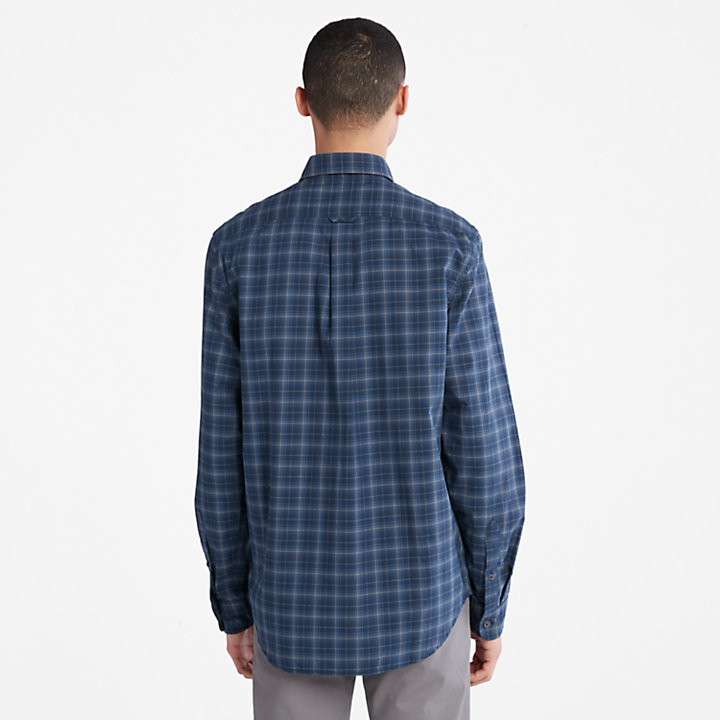Eastham River Stretch Check Shirt for Men in Navy-