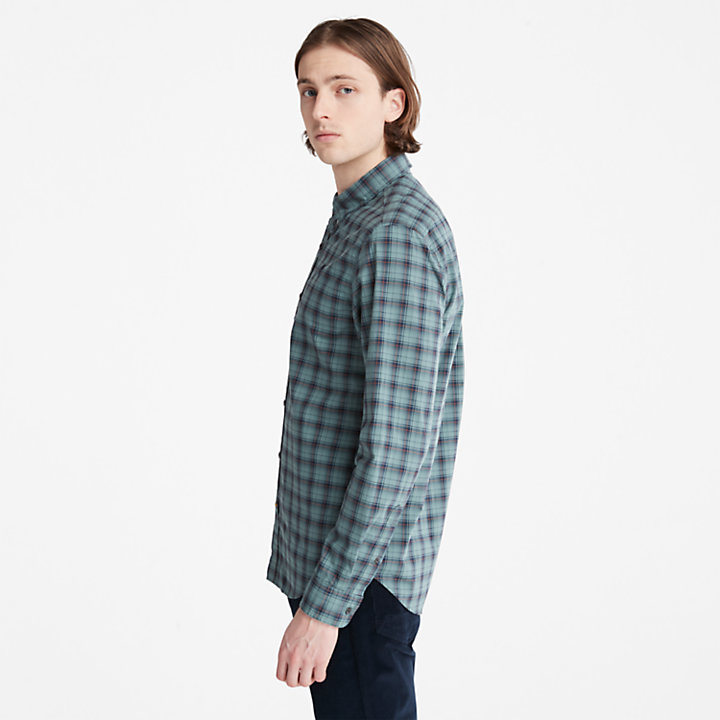 Eastham River Stretch Check Shirt for Men in Green-