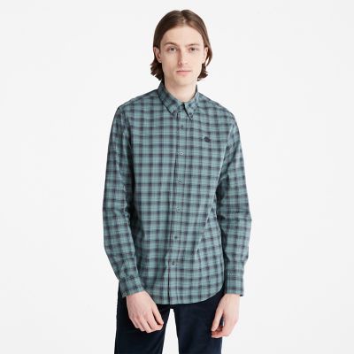 Timberland Eastham River Stretch Check Shirt For Men In Green Green