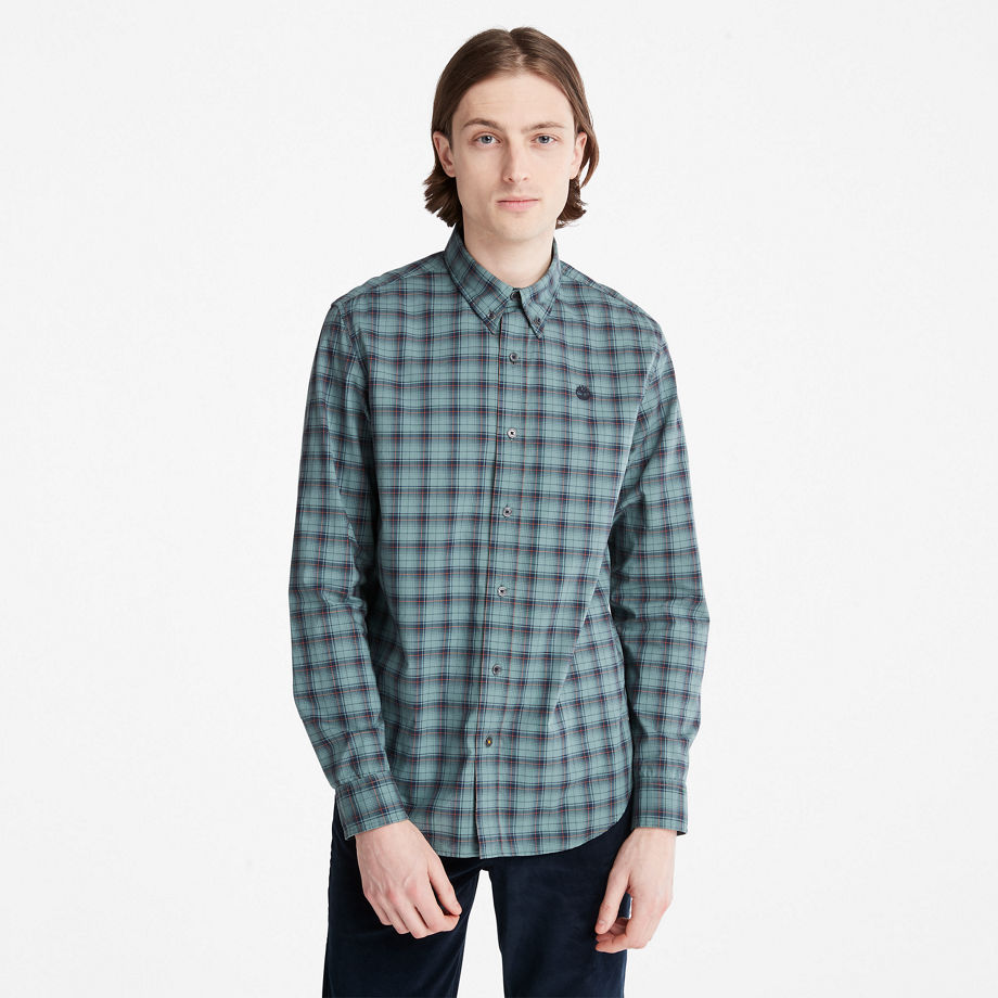 Timberland Eastham River Stretch Check Shirt For Men In Green Green, Size S