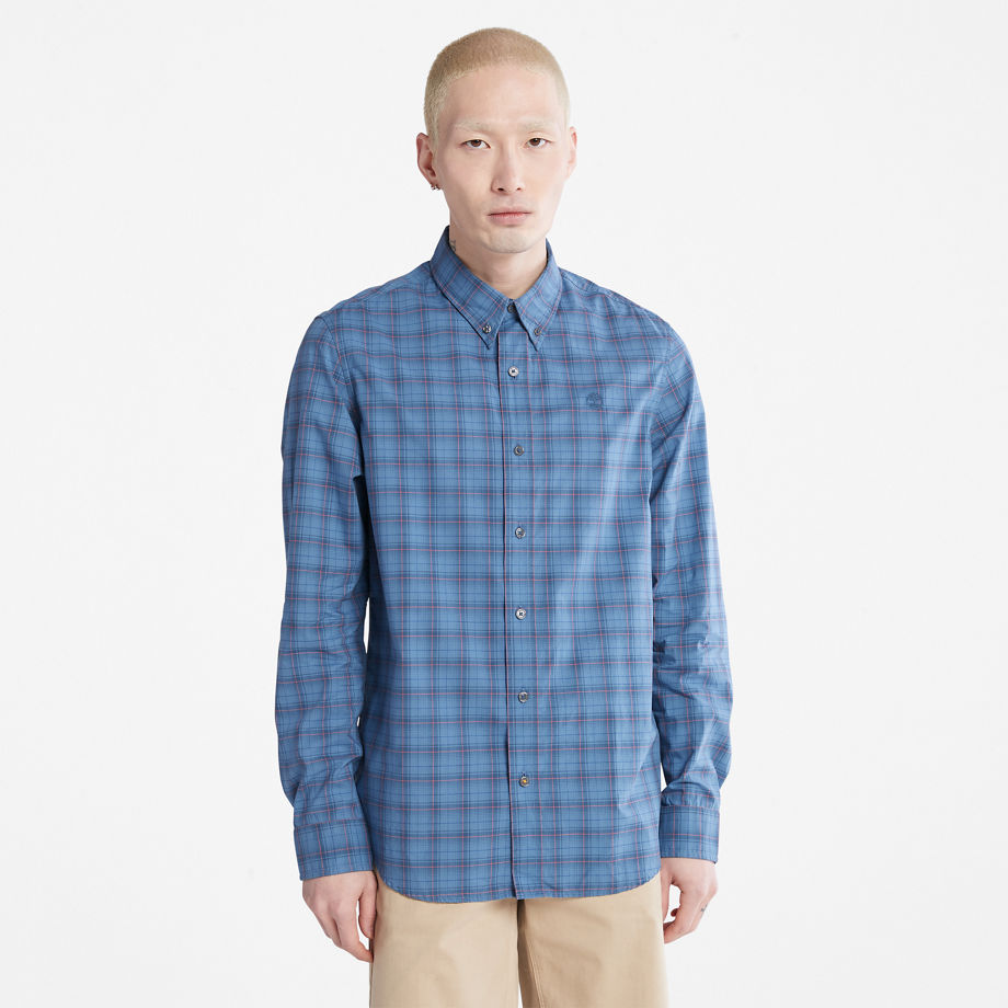 Timberland Eastham River Stretch Check Shirt For Men In Blue Blue