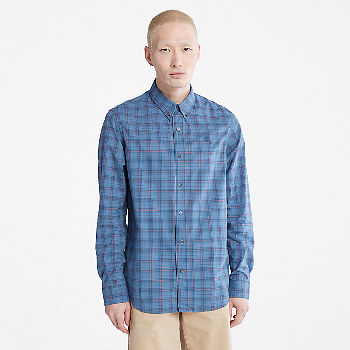 Eastham River Stretch Check Shirt for Men in Blue