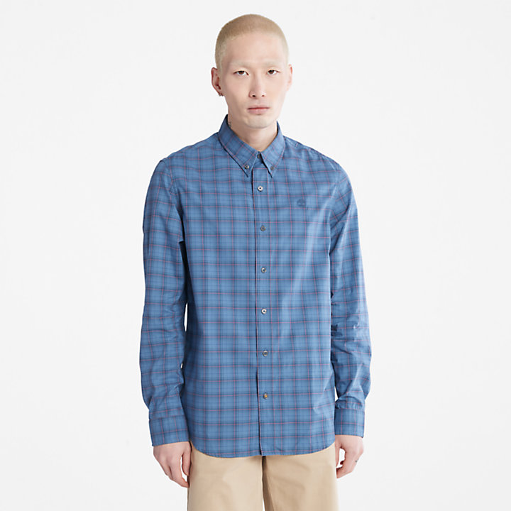 Eastham River Stretch Check Shirt for Men in Blue-