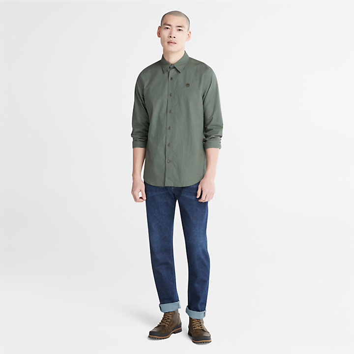 Camisa ligera de franela para hombre en verde-