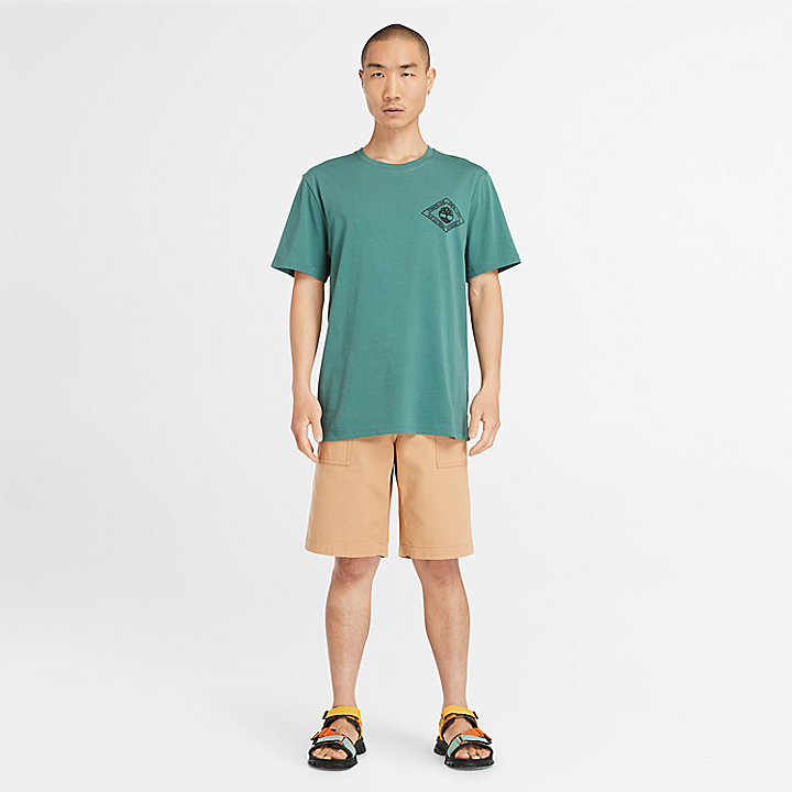 T-shirt à motif dans le dos pour homme en vert