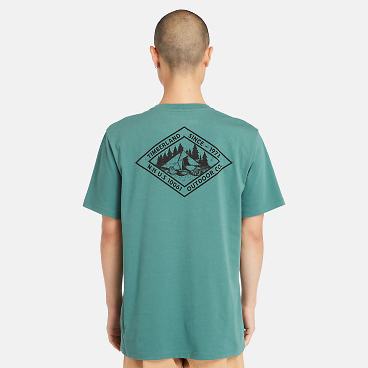 Camiseta con Estampado Gráfico en la Espalda para Hombre en verde-