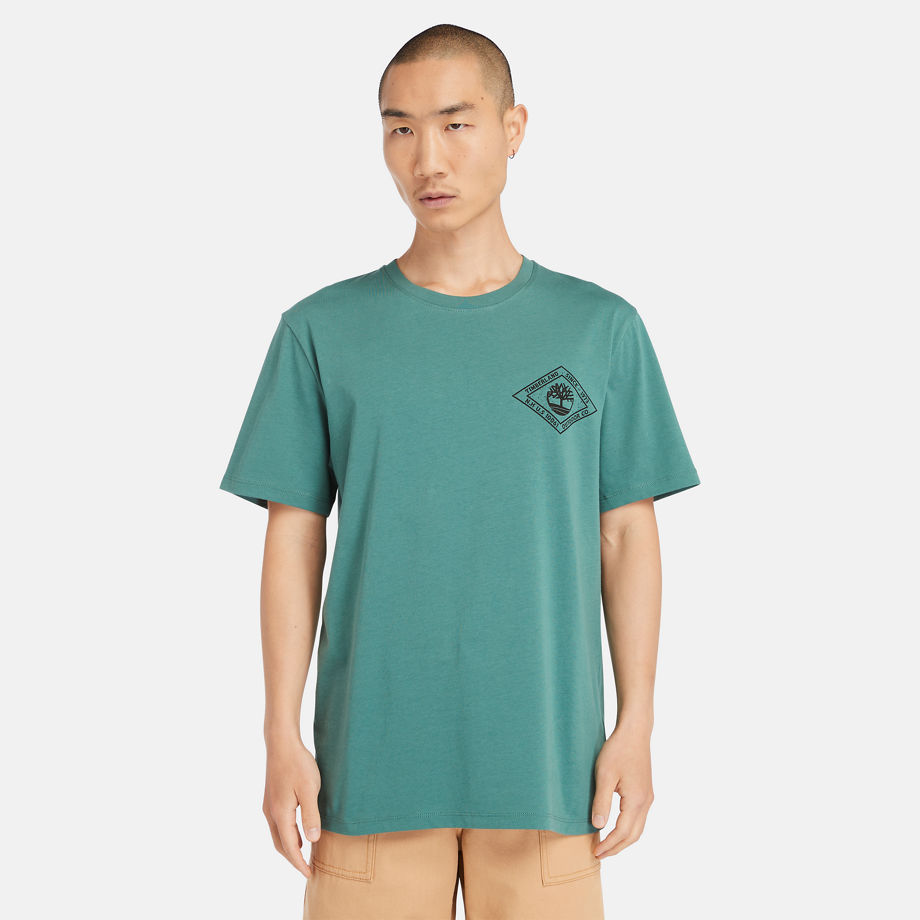 Timberland Back Graphic T-shirt For Men In Green Green
