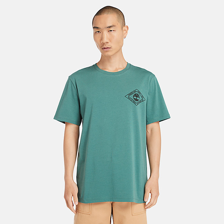 T-shirt à motif dans le dos pour homme en vert