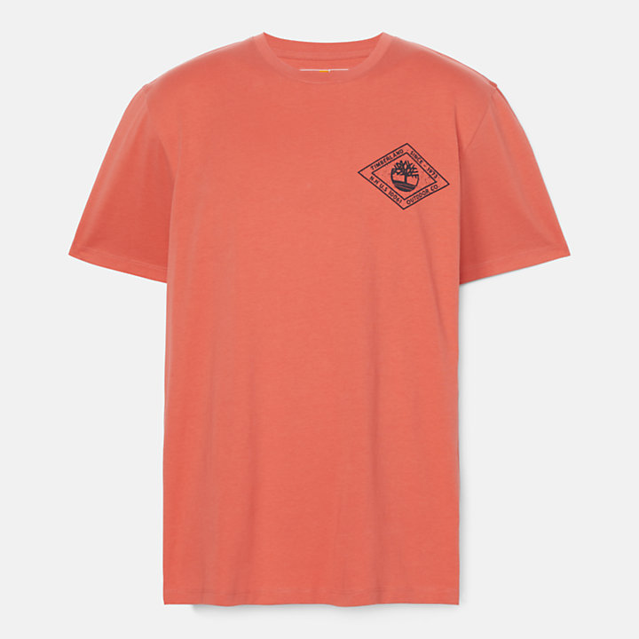 Camiseta con Estampado Gráfico en la Espalda para Hombre en naranja-