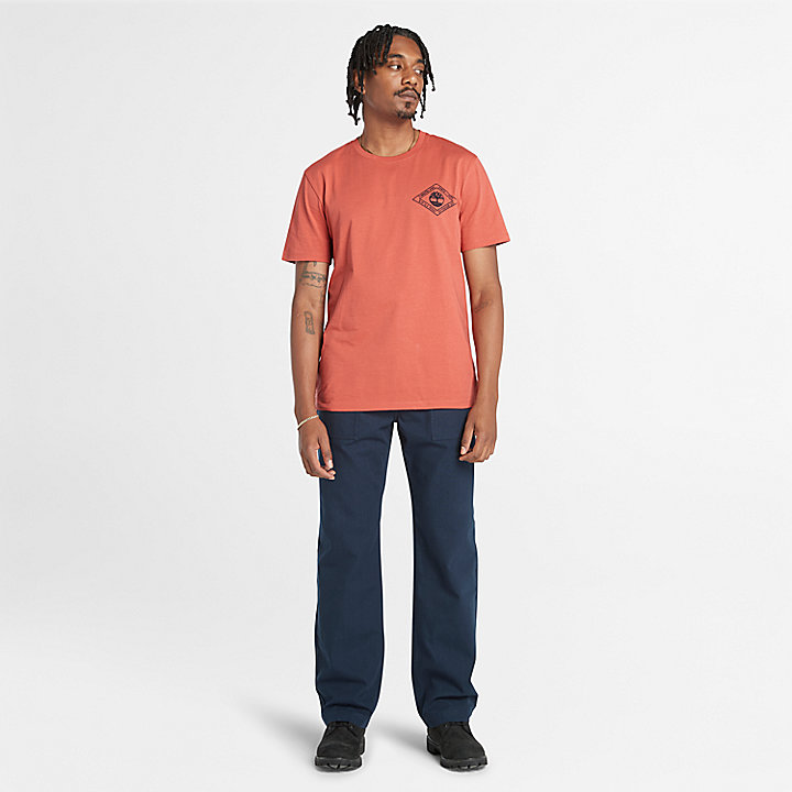 T-shirt à motif dans le dos pour homme en orange