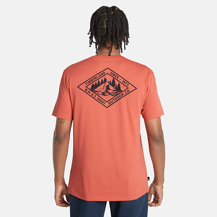 T-shirt à motif dans le dos pour homme en orange-