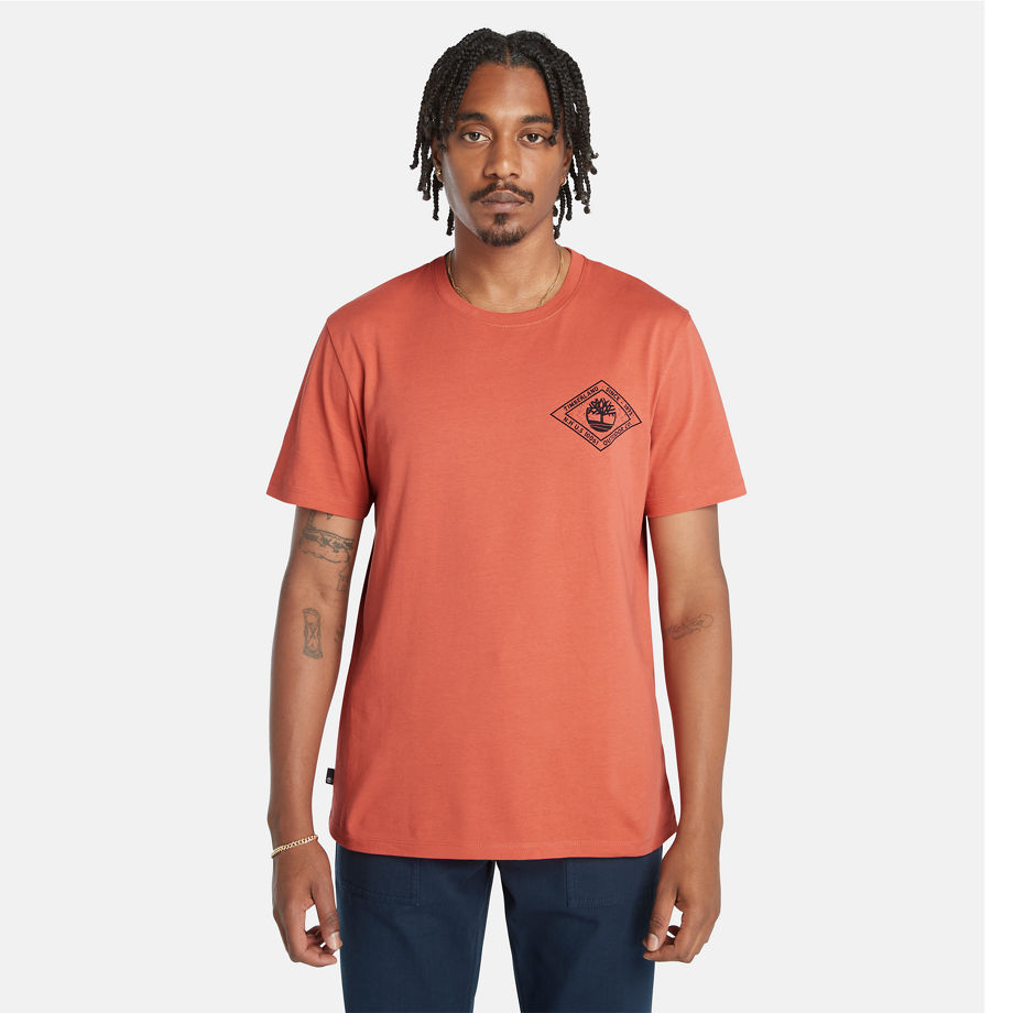 Timberland Back Graphic T-shirt For Men In Orange Orange