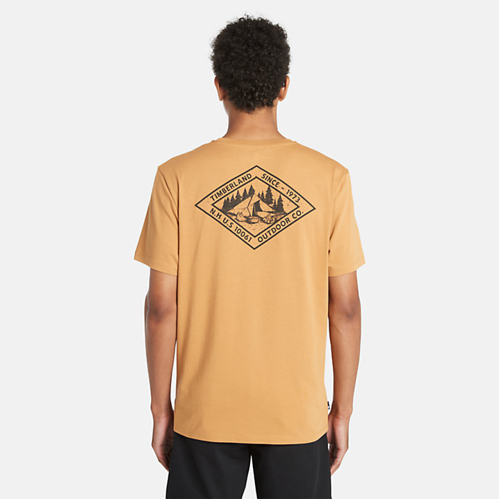 T-shirt à motif dans le dos pour homme en jaune-