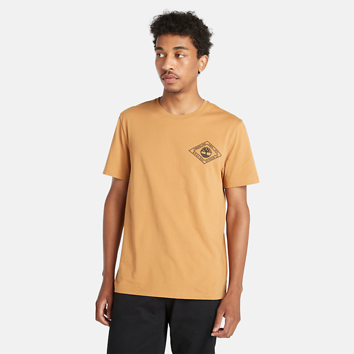 Camiseta con Estampado Gráfico en la Espalda para Hombre en amarillo-