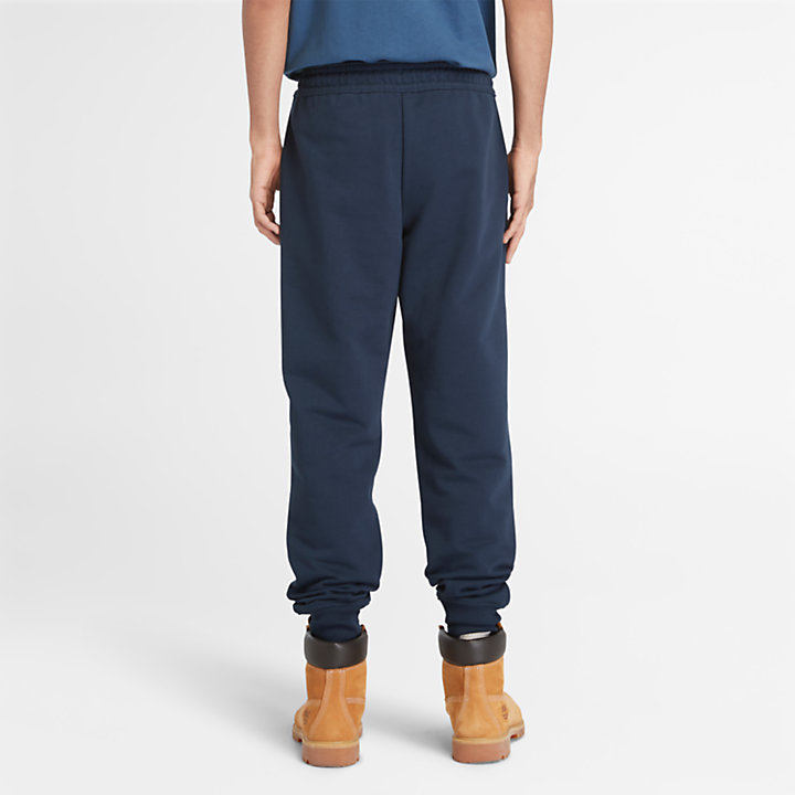 Pantalon de survêtement à envers bouclé pour homme en bleu marine-