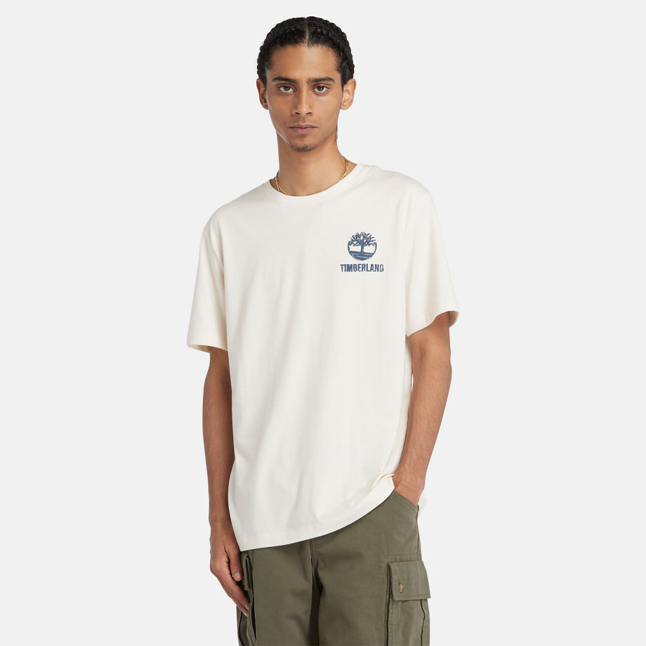 Timberland T-shirt Con Grafica Non Tinta Da Uomo In Tessuto Non Tinto Bianco